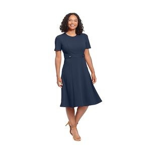 Elegant Navy Blue Midi Dress by London Times size 10P